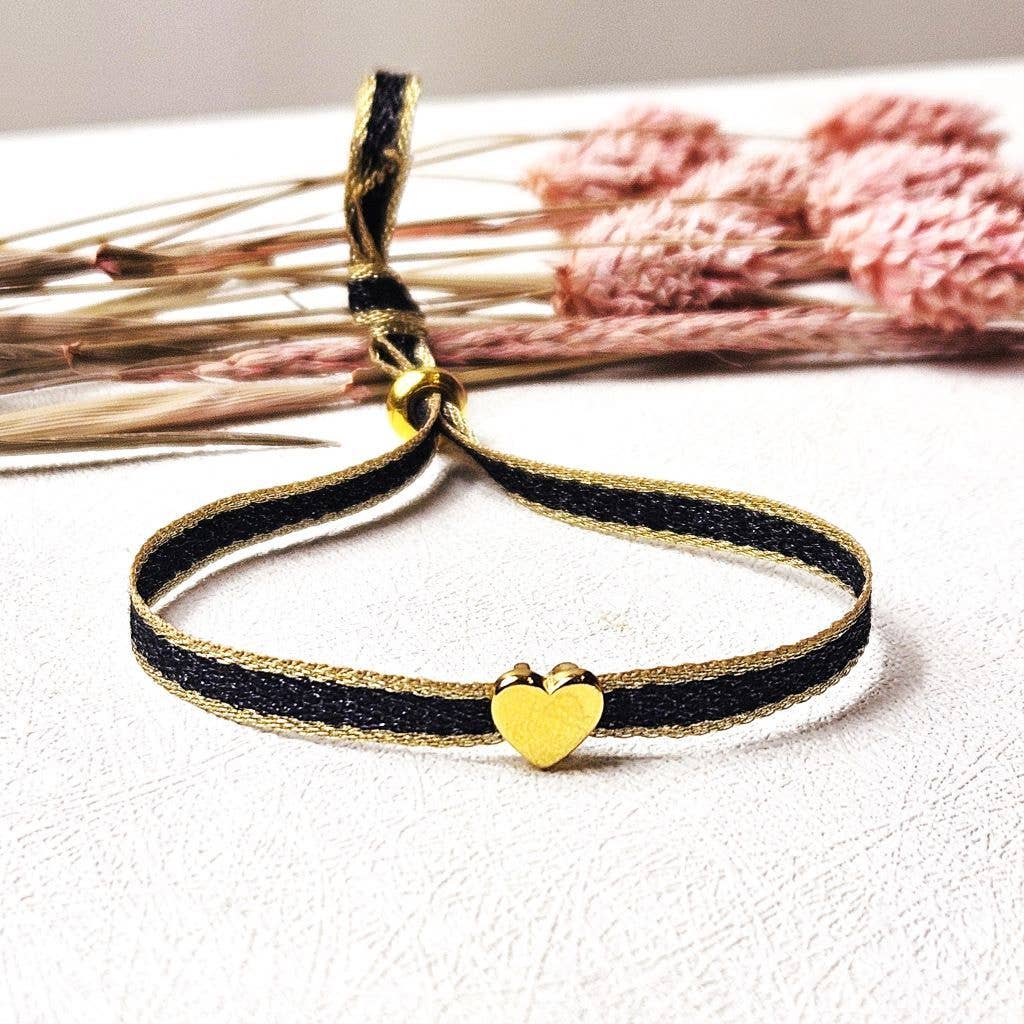 Ibiza Boutique | Ribbon bracelet heart black
