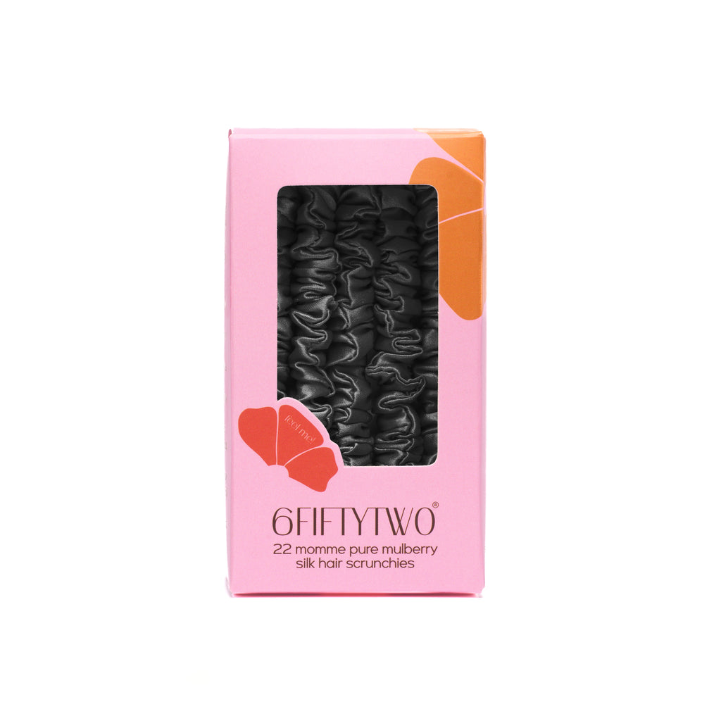 6FiftyTwo | Blackout Slim Silk Scrunchies