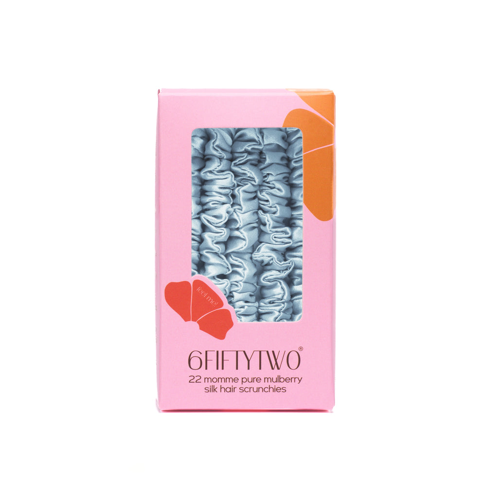 6FiftyTwo | Bluebird Slim Silk Scrunchies