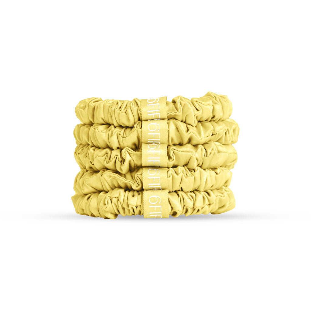 6FiftyTwo | Butter Yellow Slim Silk Scrunchies