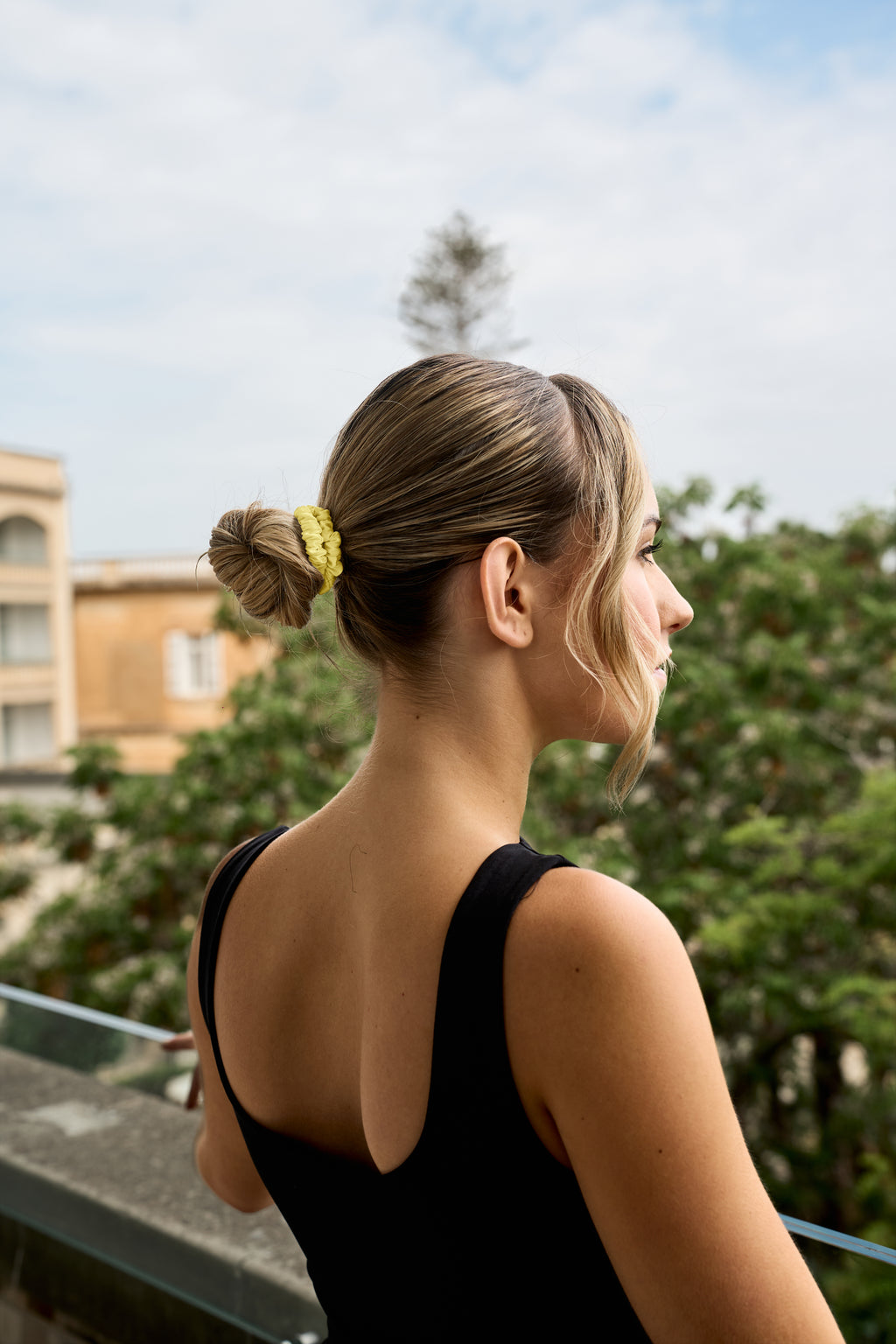 6FiftyTwo | Butter Yellow Slim Silk Scrunchies