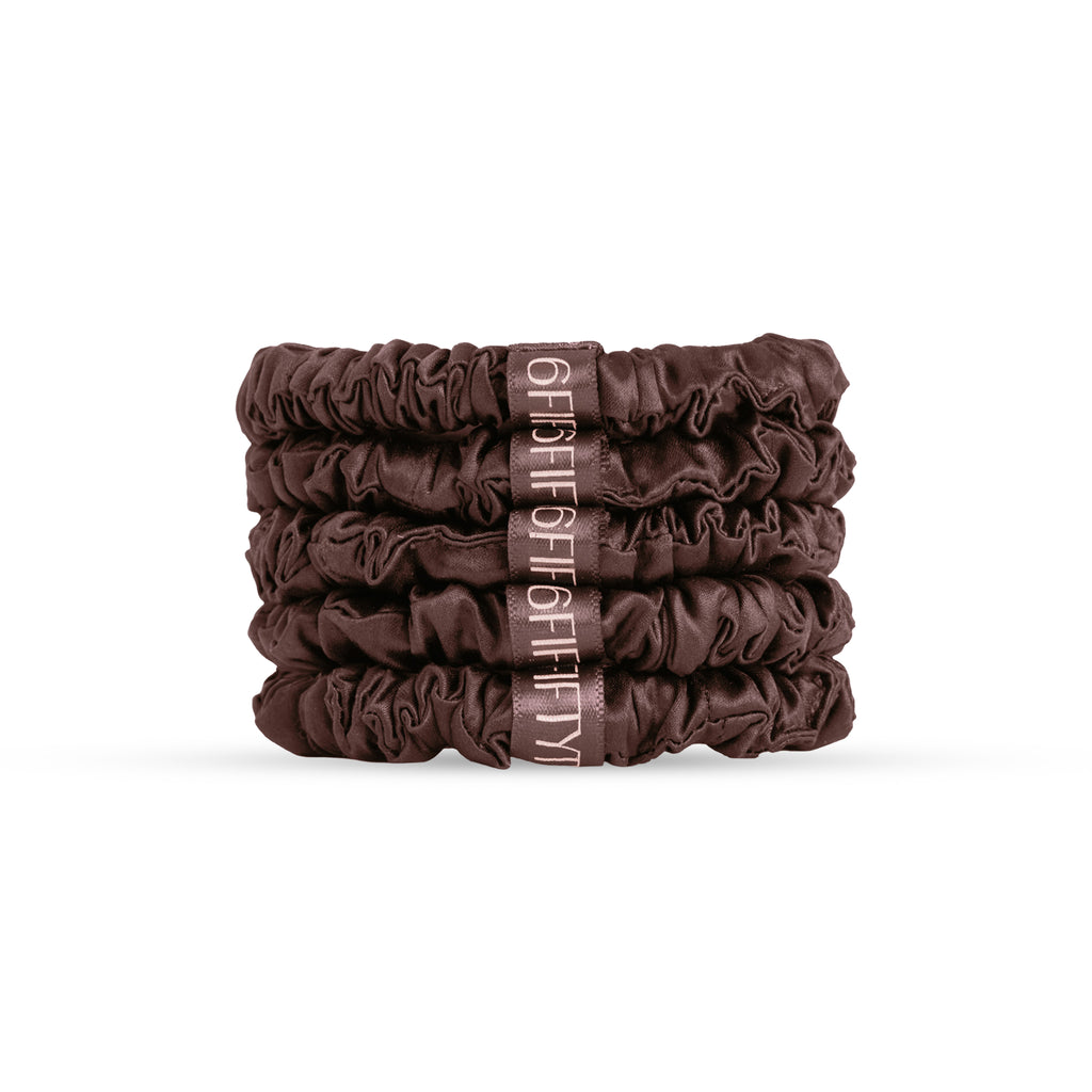 6FiftyTwo | Chocolate Slim Silk Scrunchies