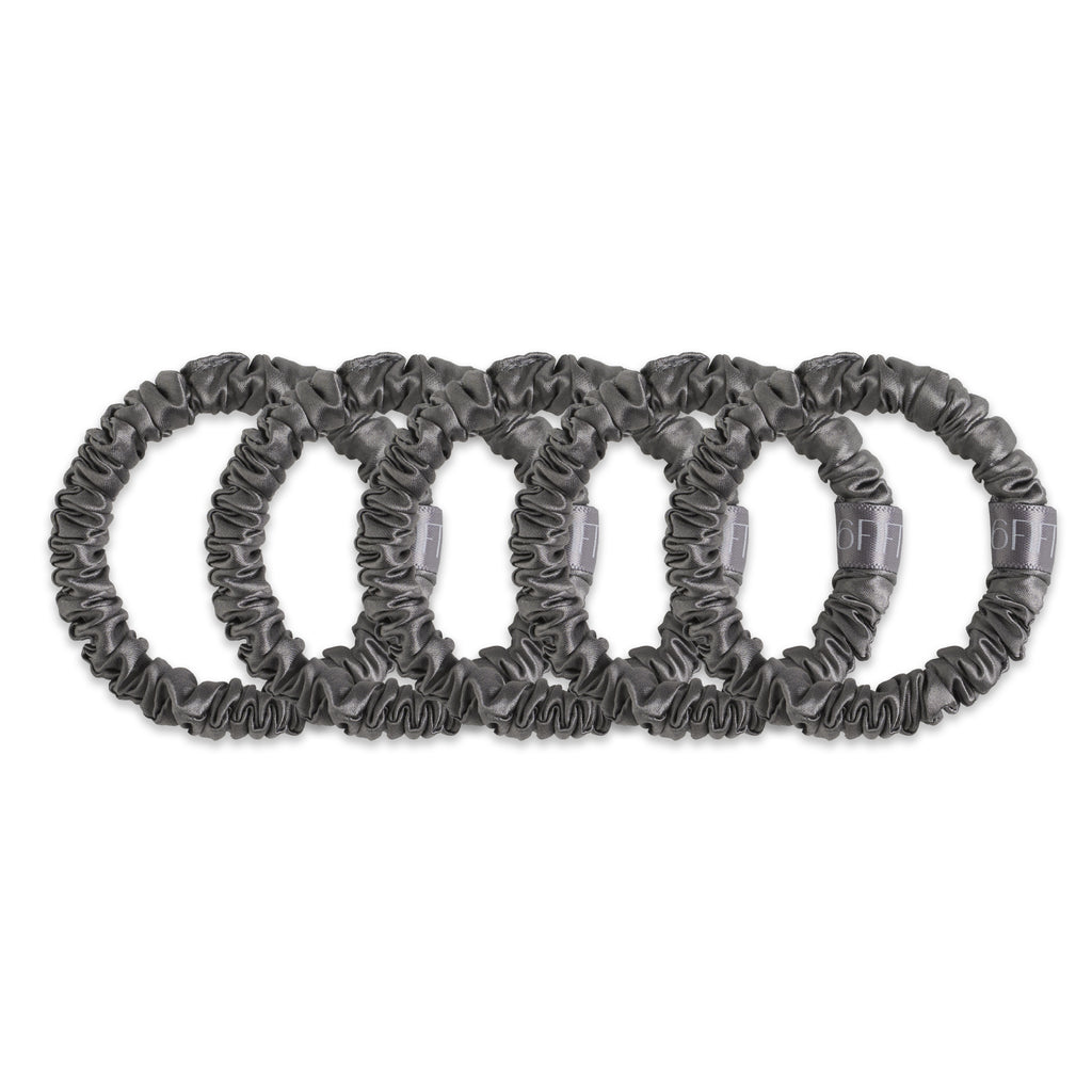 6FiftyTwo | Graphite Slim Silk Scrunchies