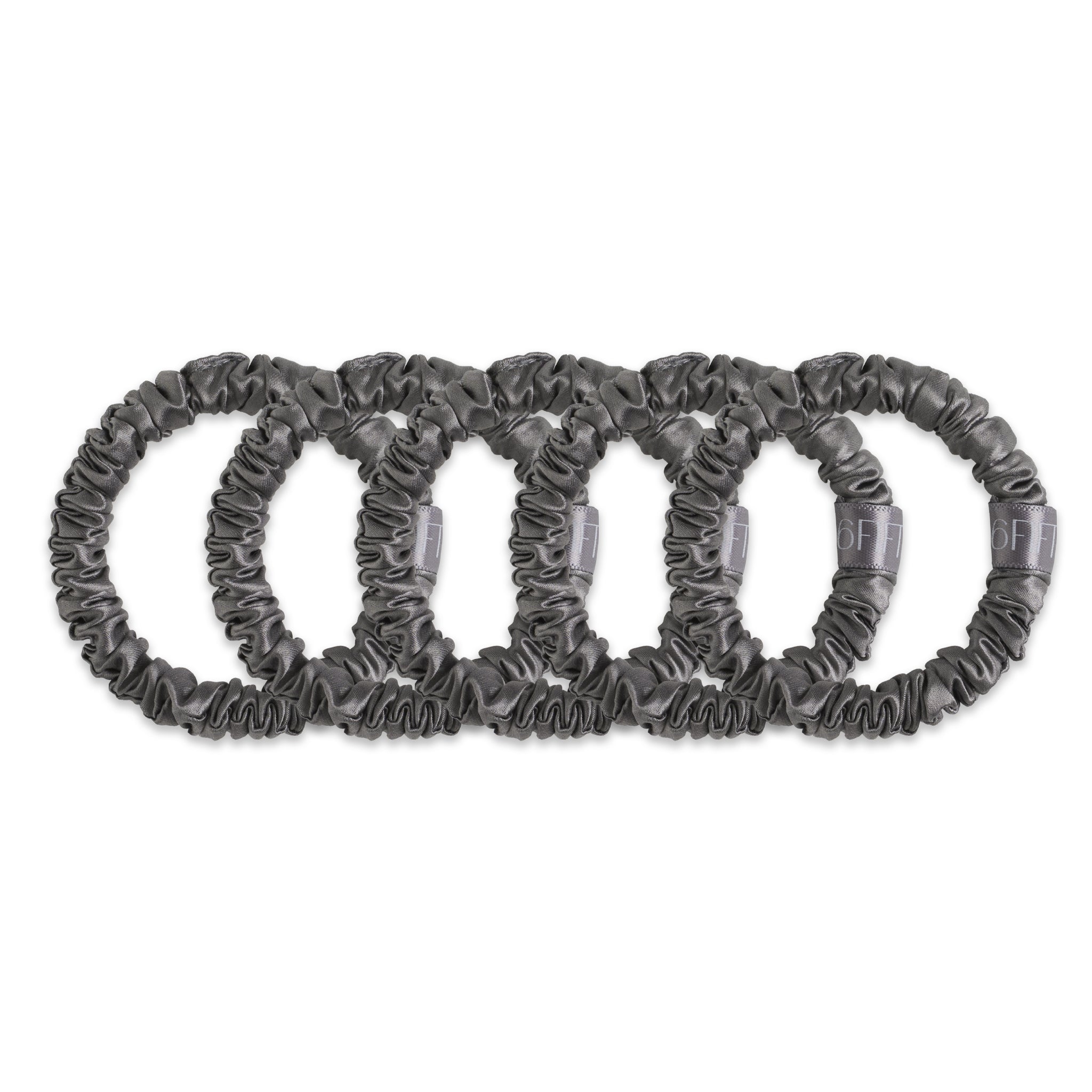 6FiftyTwo | Graphite Slim Silk Scrunchies