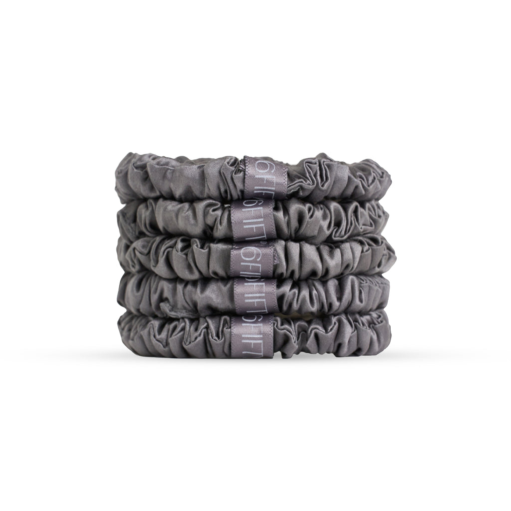 6FiftyTwo | Graphite Slim Silk Scrunchies
