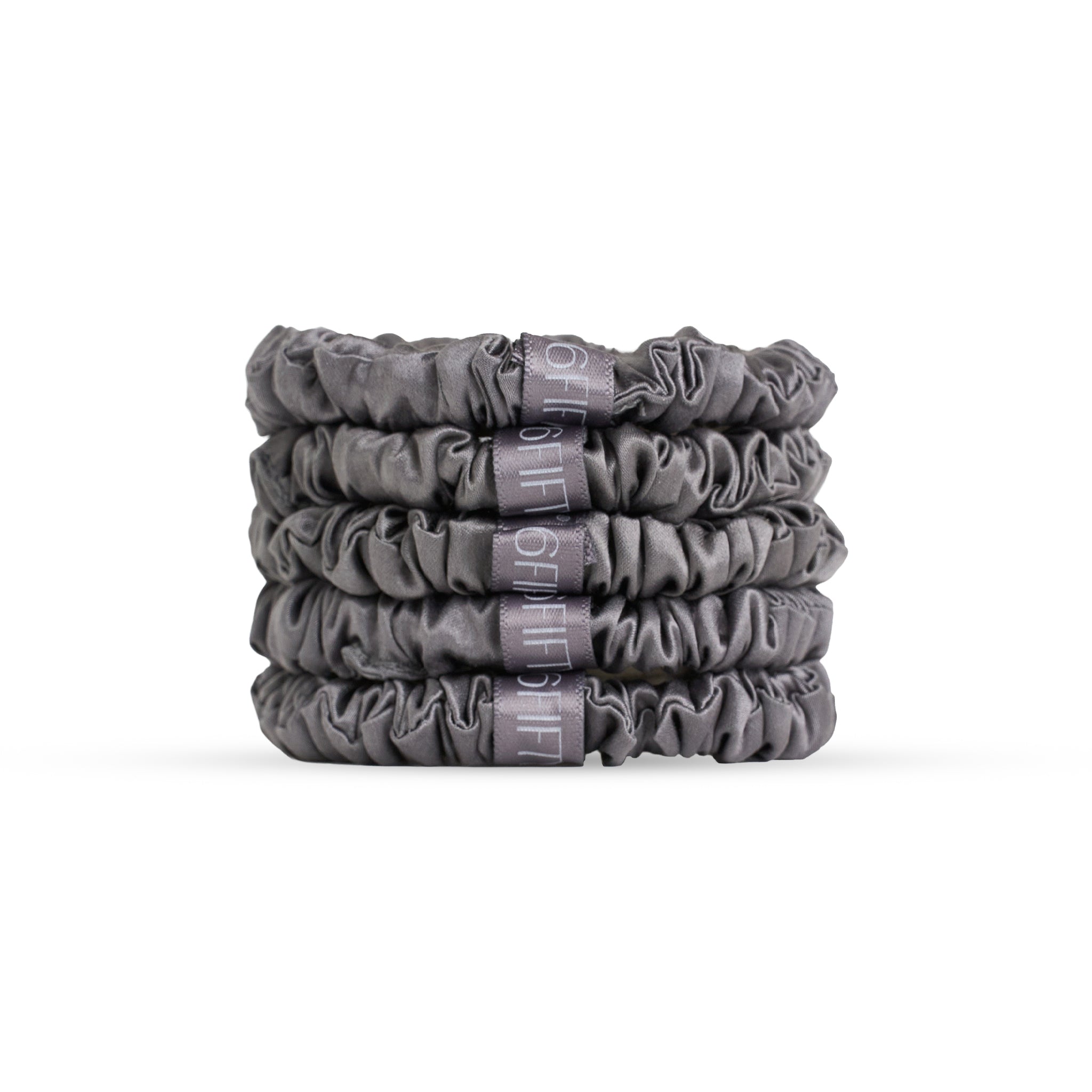 6FiftyTwo | Graphite Slim Silk Scrunchies