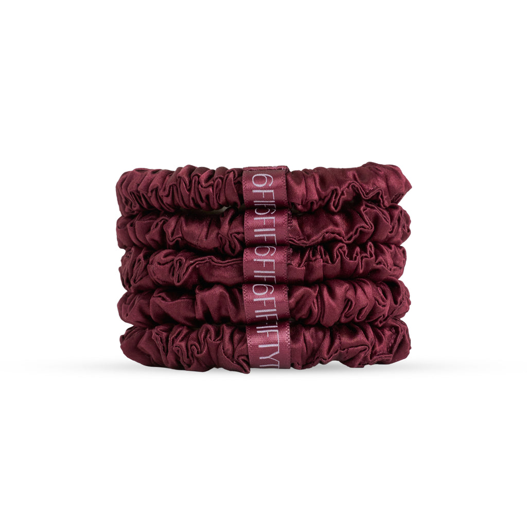 6FiftyTwo | Merlot Slim Silk Scrunchies
