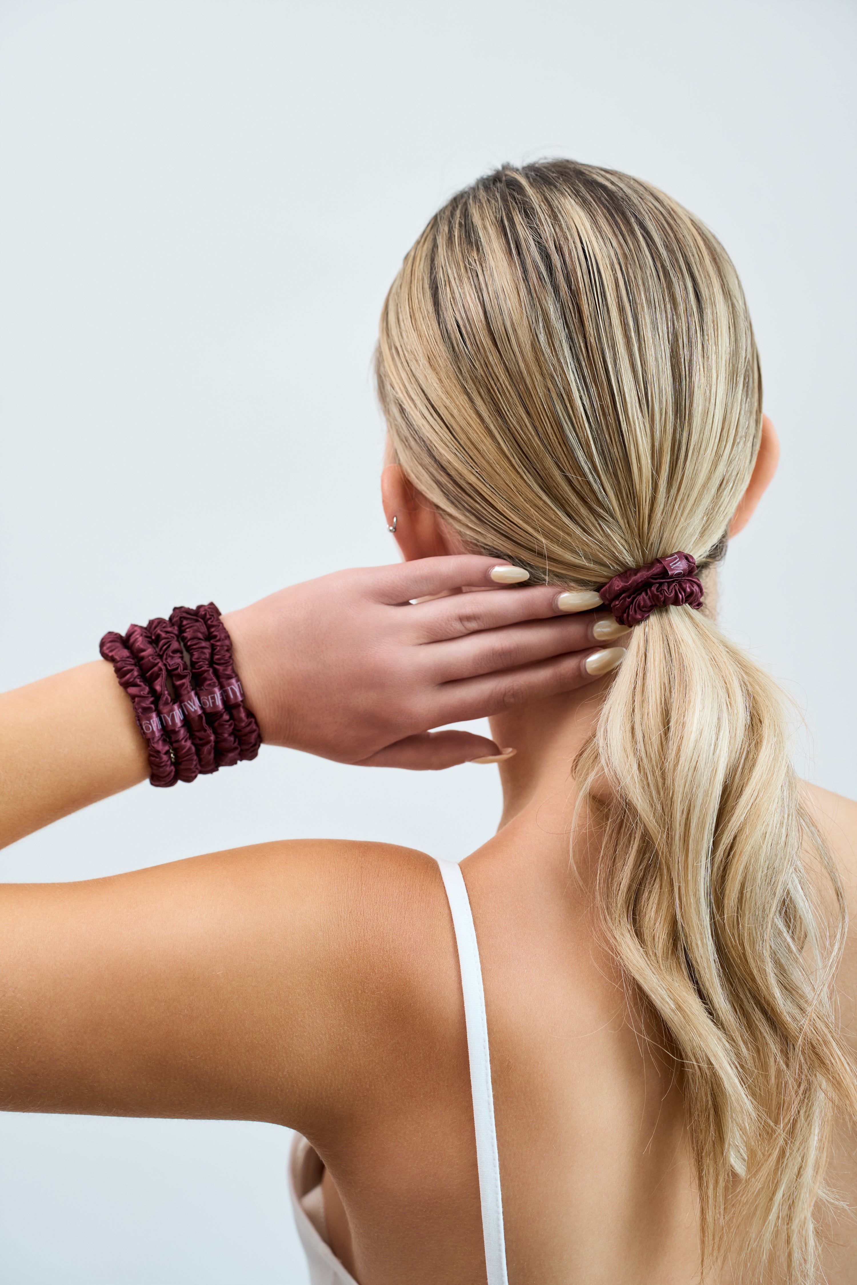 6FiftyTwo | Merlot Slim Silk Scrunchies