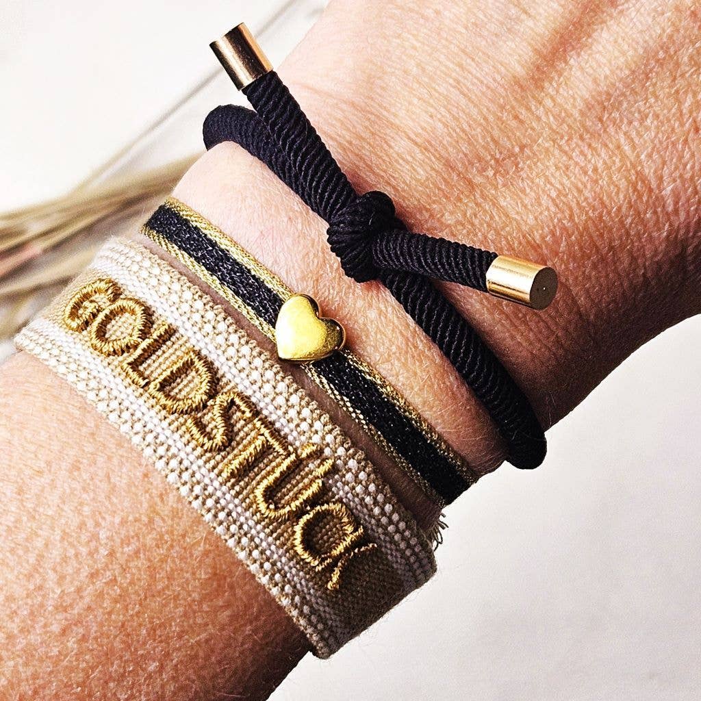 Ibiza Boutique | Ribbon bracelet heart black