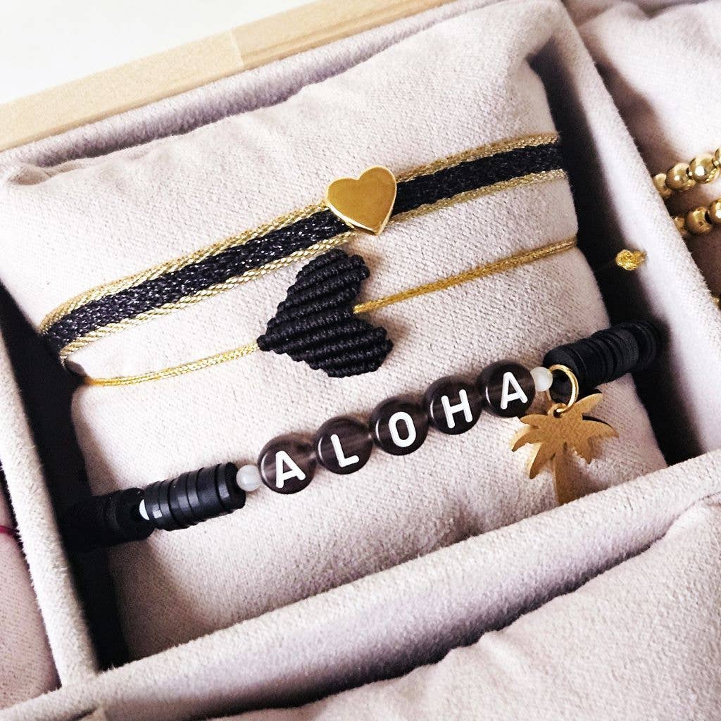 Ibiza Boutique | Ribbon bracelet heart black