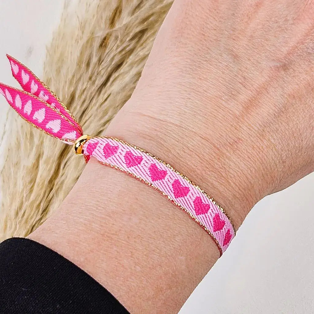 Ibiza Boutique | Pink heart ribbon bracelet