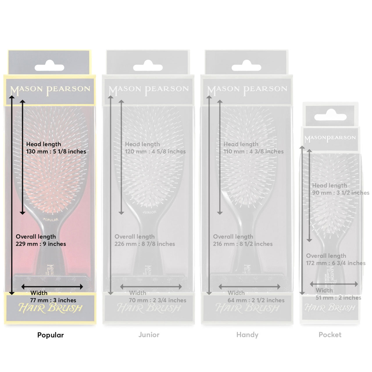 Mason Pearson | Popular Bristle & Nylon Hairbrush Dark Ruby