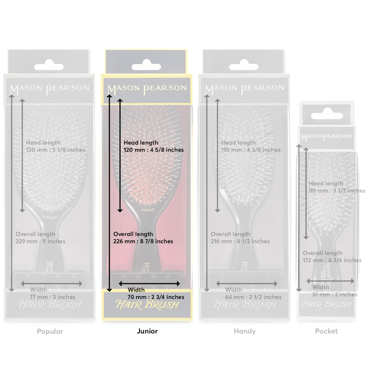 Mason Pearson | Junior Bristle & Nylon Hairbrush Dark Ruby