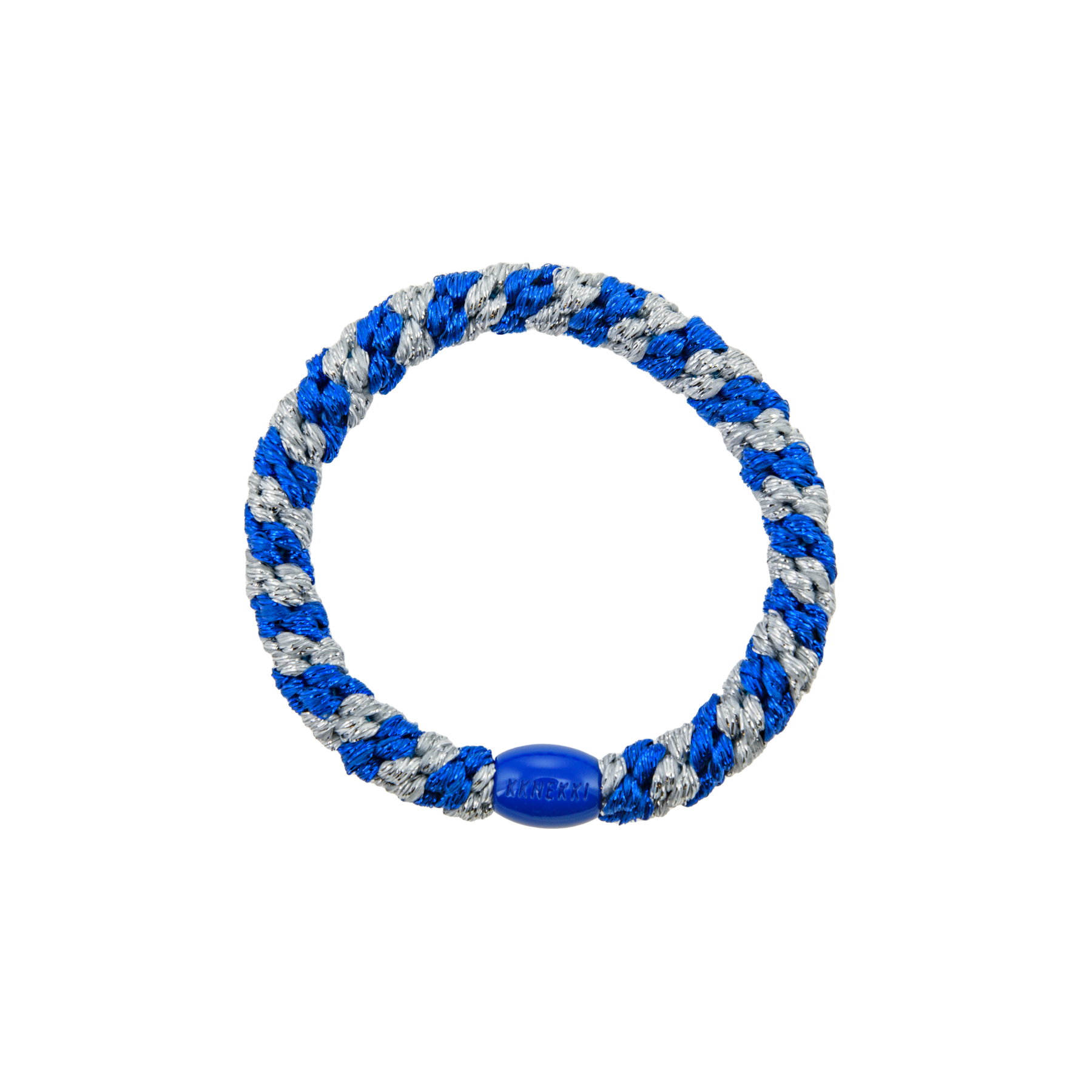 Kknekki Hair Tie | Electric blue glitter silver glitter stripe 5583