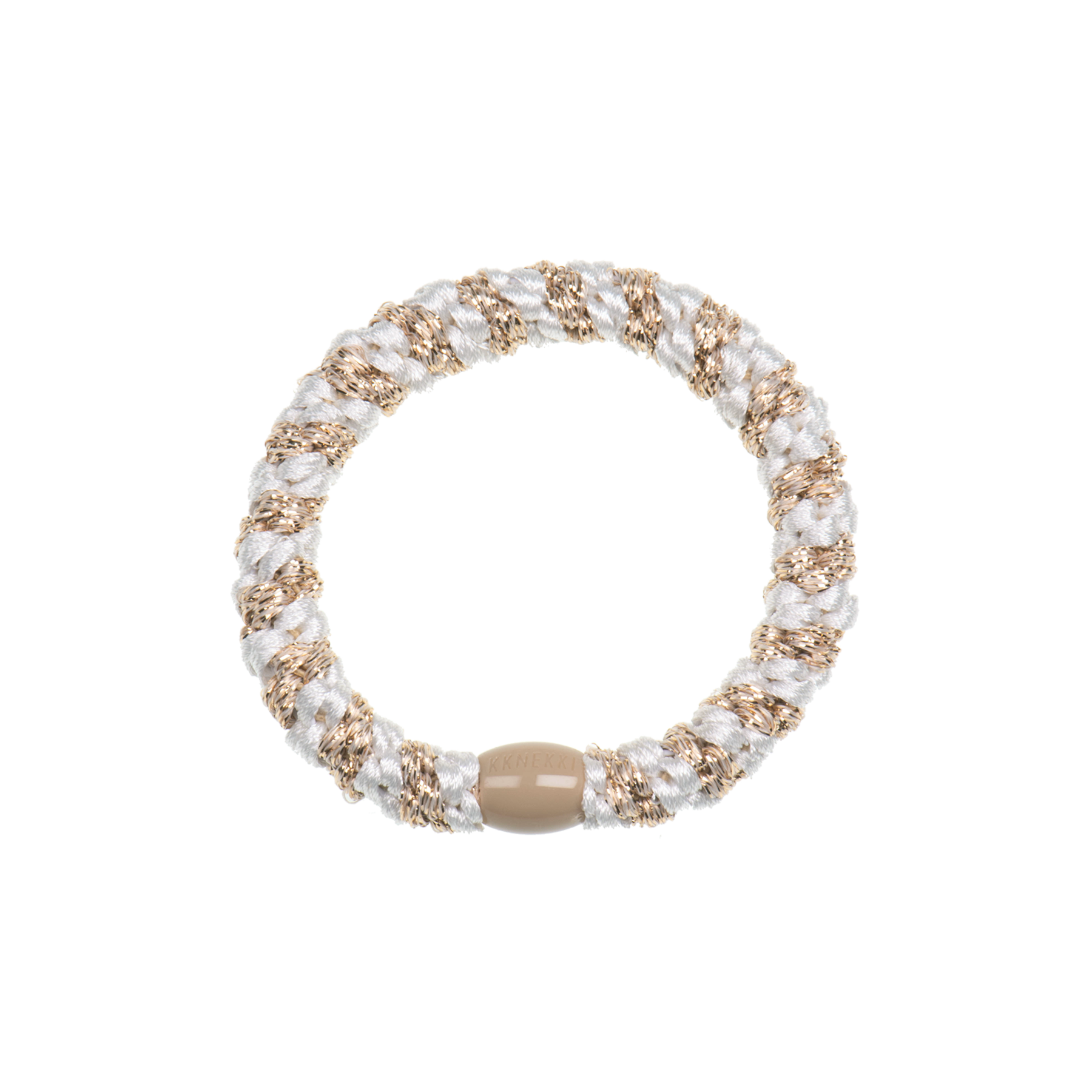 Kknekki Hair Tie | White-Beige Glitter Stripe 5010