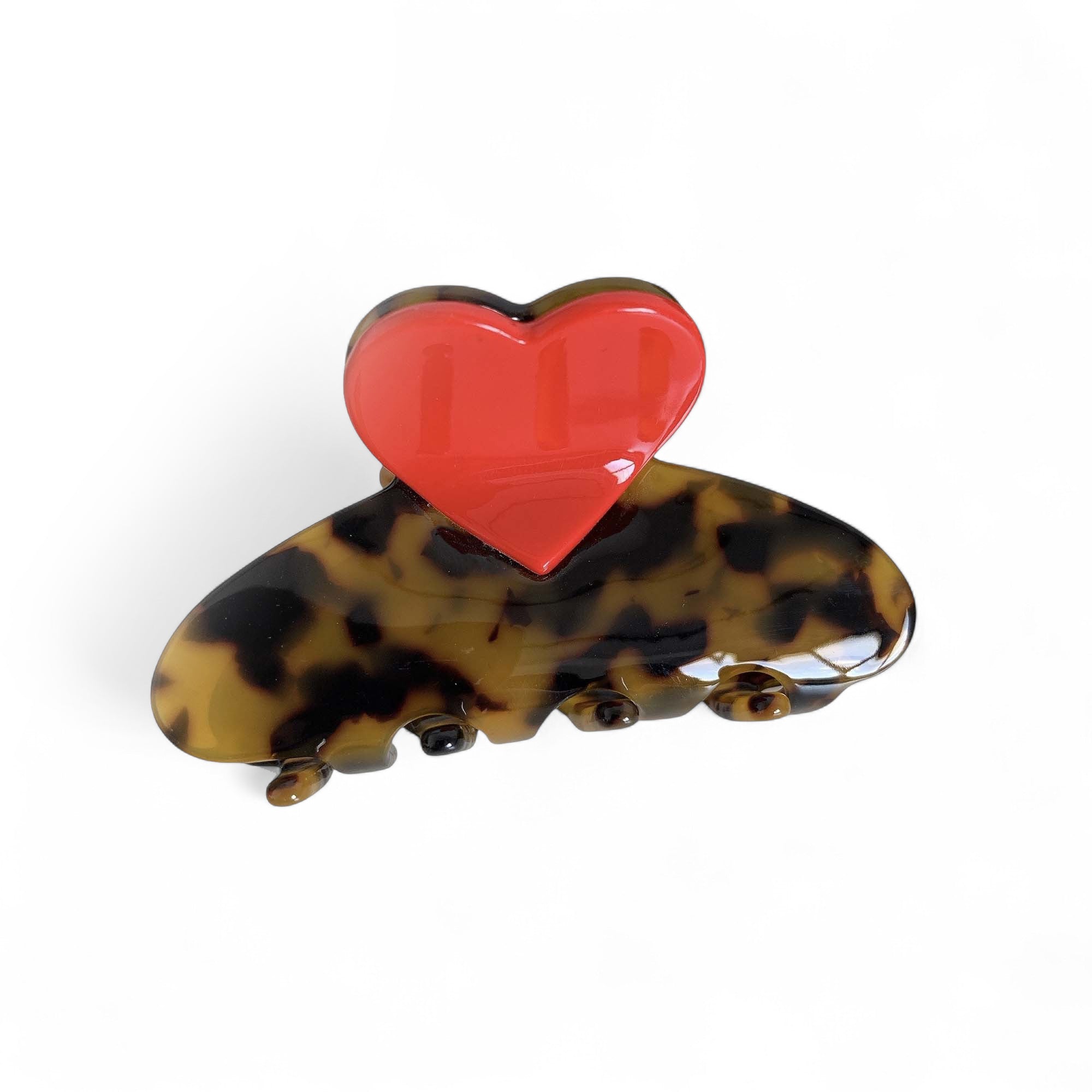 Last True Angel | Medium Heart Claw Clip in Tortoiseshell & Red 317M