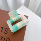 Last True Angel | Midsize Claw Clip Aqua White Pink Stripe 09A