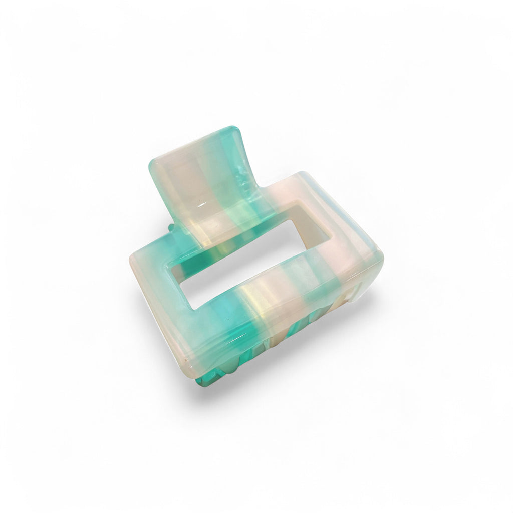 Last True Angel | Midsize Claw Clip Aqua White Pink Stripe 09A