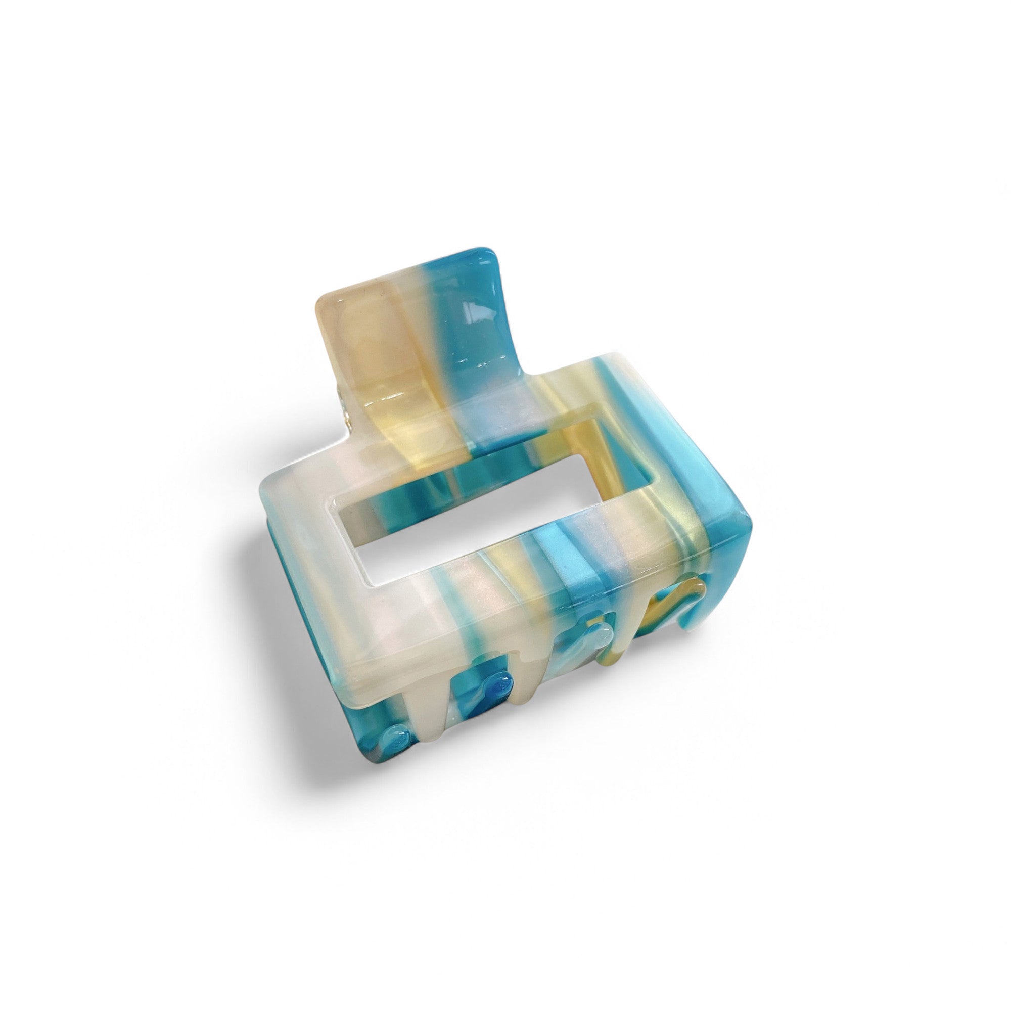 Last True Angel | Midsize Claw Clip Turquoise & Cream Stripe 09T