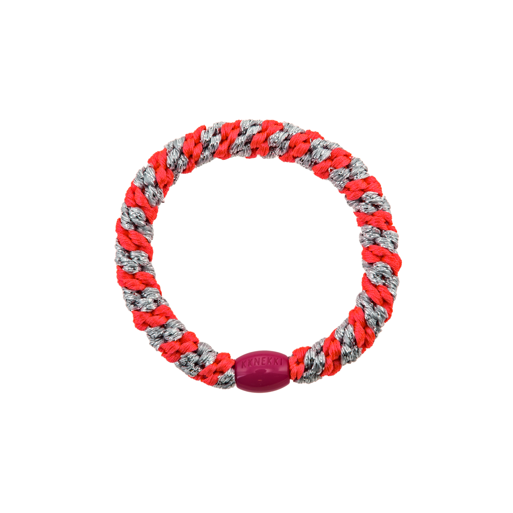 Kknekki Hair Tie | Pink neon silver glitter stripe 5581