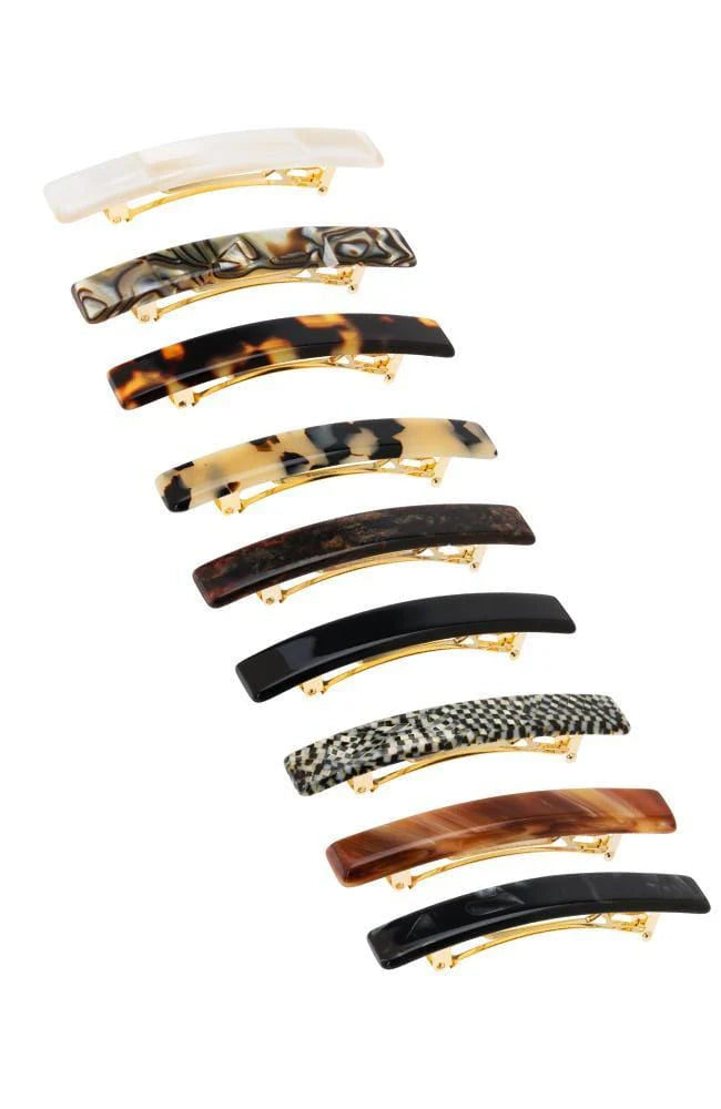 France Luxe Small Luxury Rectangle Barrette - Classic Onyx