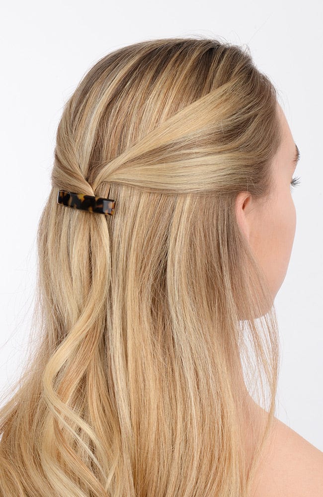 France Luxe Small Luxury Rectangle Barrette - Classic Onyx