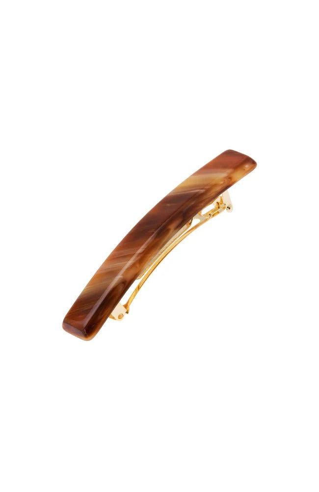 France Luxe Small Luxury Rectangle Barrette - Classic Caramel Horn