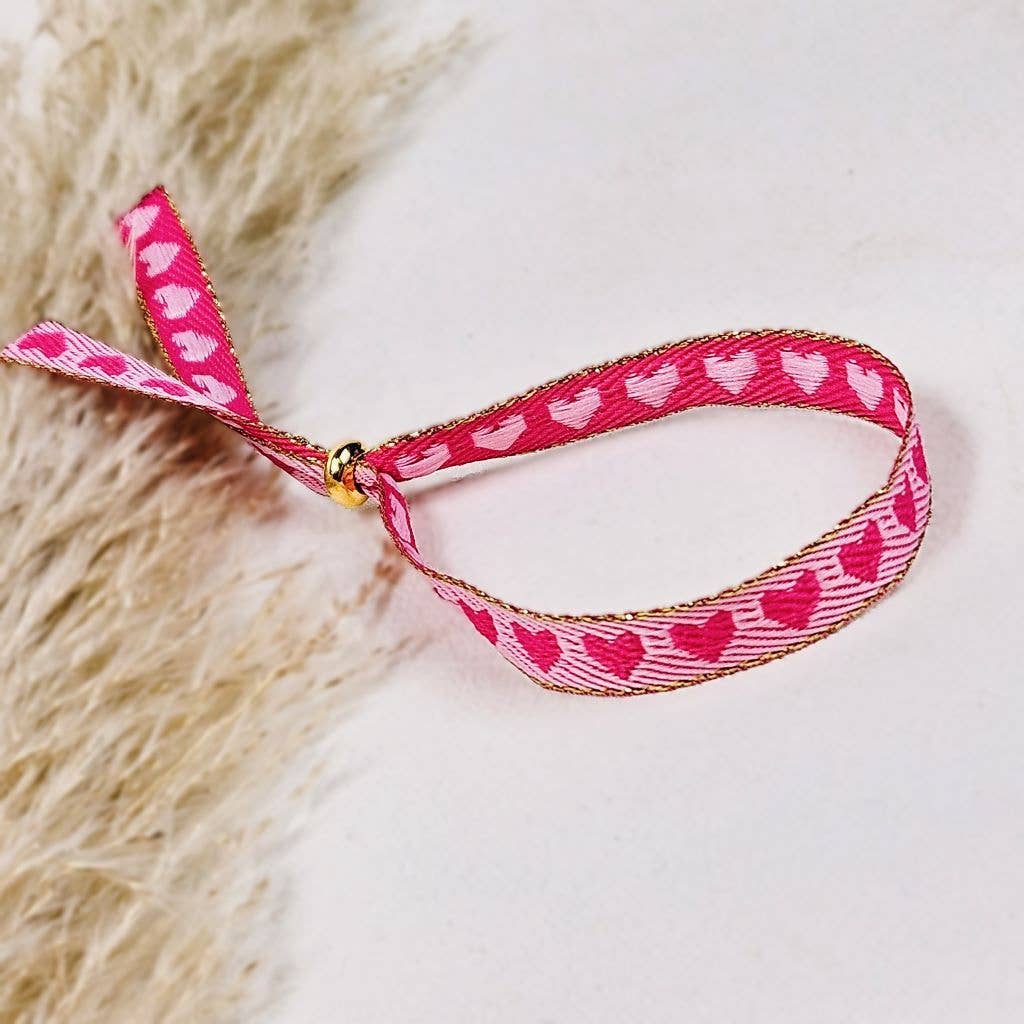 Ibiza Boutique | Pink heart ribbon bracelet